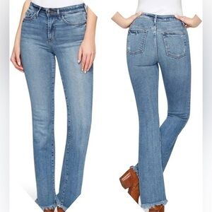 Sam Edelman The Stiletto Boot High Rise Raw Hem Blue Bootcut Jeans, Size 30